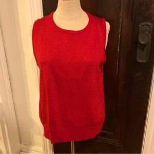 Red Grace Elements silk tank with silver lurex woven
